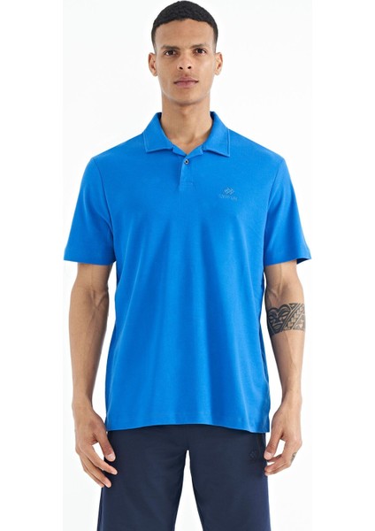 Saks Polo Yaka Logo Nakışlı Standart Form Erkek T-shirt - 88237