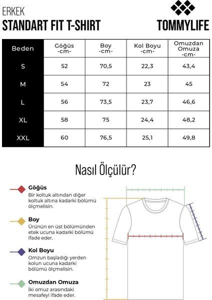 Tommy Life Su Yeşili Ön Arka Baskı Detaylı Standart Form Erkek T-shirt - 88233