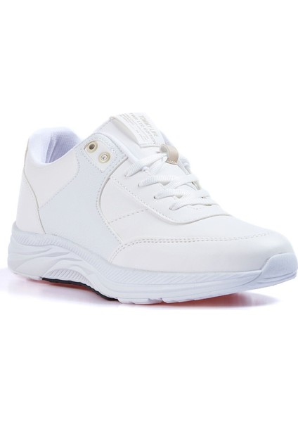 Tommy Life Beyaz Yüksek Taban Bağcıklı Suni Deri Spor Ayakkabı - 89113
