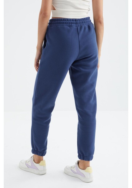 İndigo Yüksek Bel Basic Bağcıklı Jogger Polar Kadın Eşofman Alt - 94622
