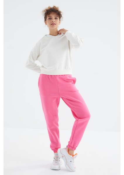 Şeker Pembe Yüksek Bel Rahat Form Basic Jogger Kadın Eşofman Alt - 94624