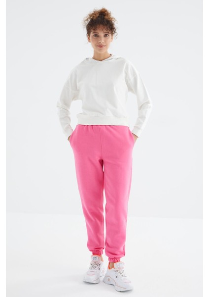 Şeker Pembe Yüksek Bel Rahat Form Basic Jogger Kadın Eşofman Alt - 94624