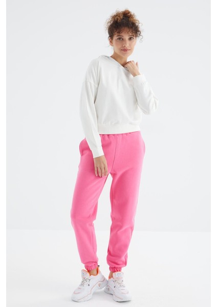 Şeker Pembe Yüksek Bel Rahat Form Basic Jogger Kadın Eşofman Alt - 94624