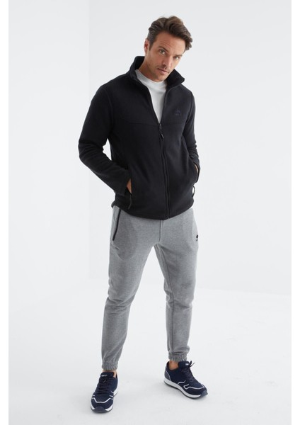 Lacivert Fermuarlı Dik Yaka Standart Kalıp Erkek Polar Sweatshirt - 88134