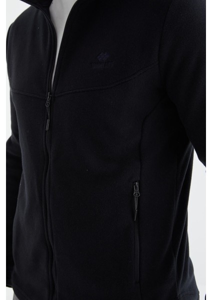 Lacivert Fermuarlı Dik Yaka Standart Kalıp Erkek Polar Sweatshirt - 88134