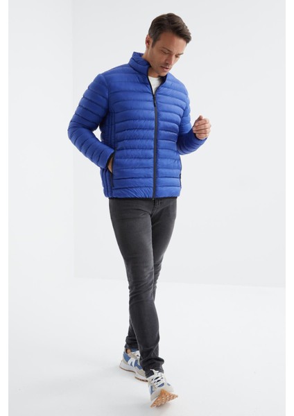 Saks Fermuarlı Standart Kalıp Soğuğa Dayanıklı Erkek Şişme Mont - 88166