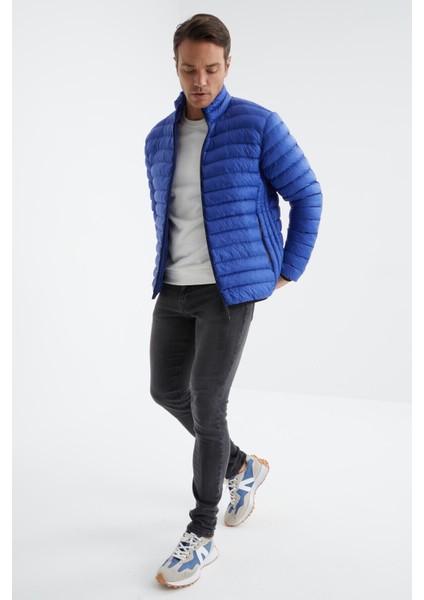 Saks Fermuarlı Standart Kalıp Soğuğa Dayanıklı Erkek Şişme Mont - 88166