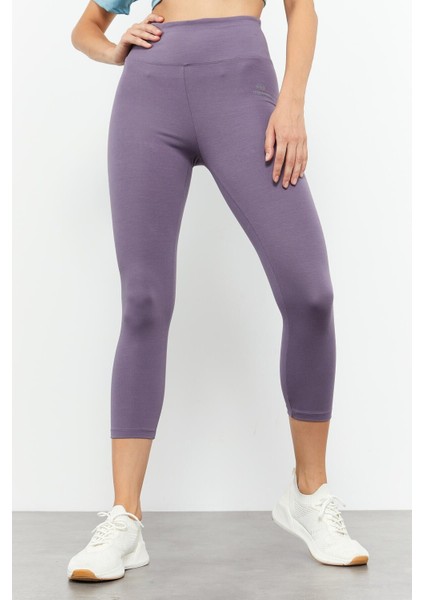 Eflatun Yüksek Bel Slim Fit Dar Paça Kadın Kapri Tayt - 93097