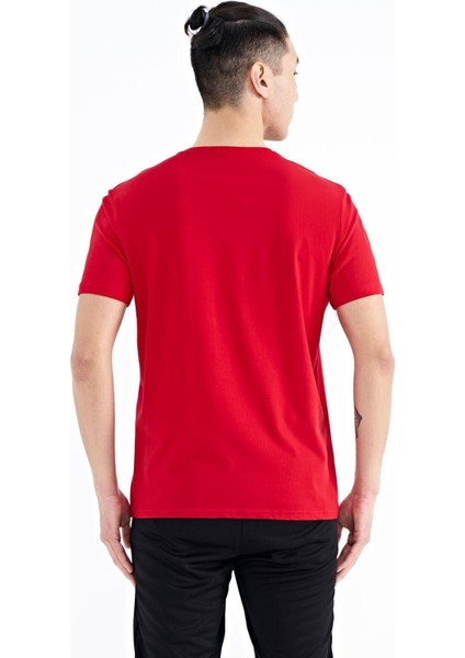 Kırmızı Ön Cep Detaylı Baskılı Standart Kalıp Erkek T-shirt - 88200
