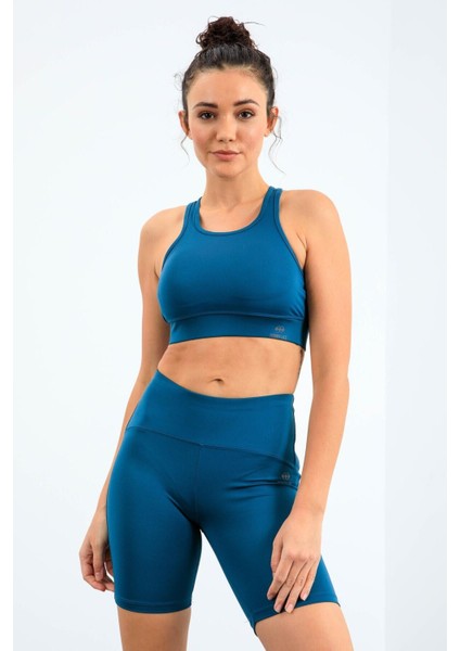 Zümrüt Yüksek Bel Toparlayıcı Slim Fit Büstiyer Biker Kadın Tayt Takım - 95303