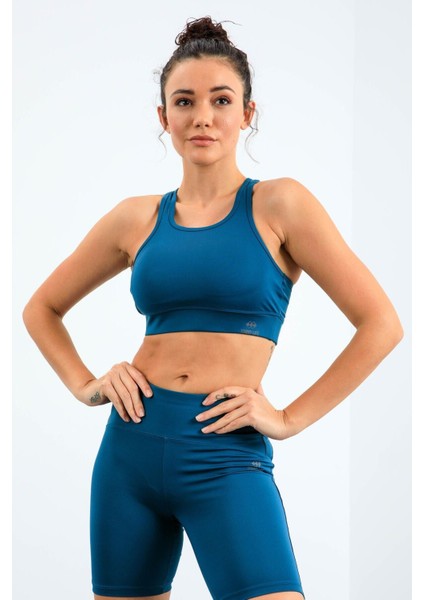 Zümrüt Yüksek Bel Toparlayıcı Slim Fit Büstiyer Biker Kadın Tayt Takım - 95303