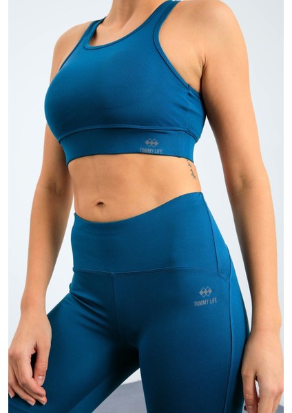 Zümrüt Yüksek Bel Toparlayıcı Slim Fit Büstiyer Biker Kadın Tayt Takım - 95303