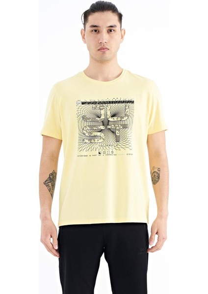 Sarı Yazı Baskılı O Yaka Standart Kalıp Erkek T-shirt - 88170