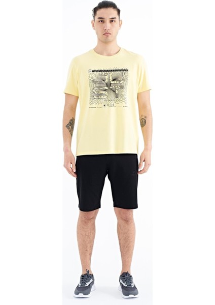 Sarı Yazı Baskılı O Yaka Standart Kalıp Erkek T-shirt - 88170