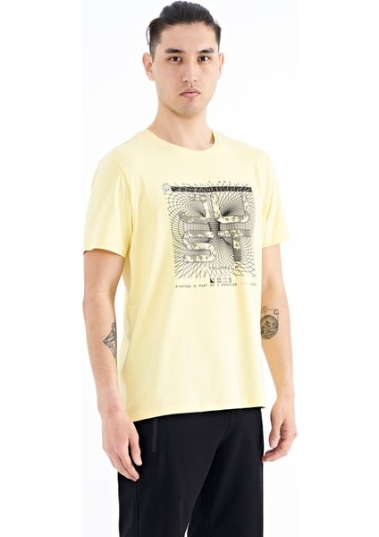 Sarı Yazı Baskılı O Yaka Standart Kalıp Erkek T-shirt - 88170