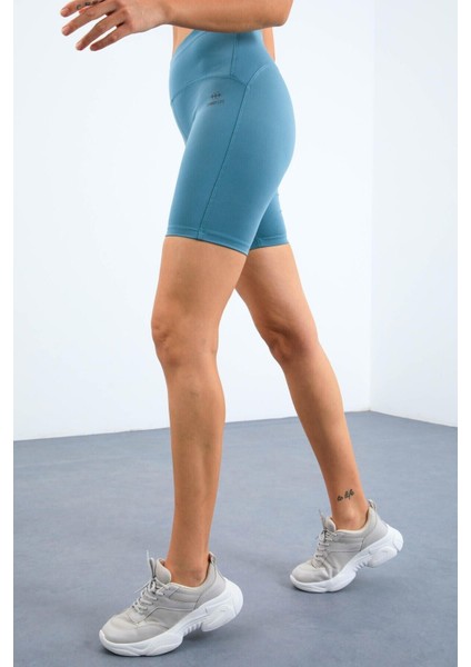 Mint Yeşil Yüksek Bel Toparlayıcı Dar Kalıp Crop Biker Kadın Tayt Takım - 95302 fiyatları