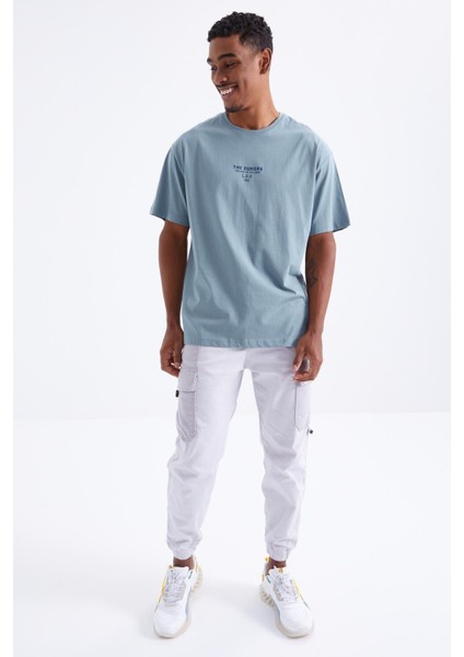 Tommy Life Mint Yeşili Sırt Baskılı O Yaka Erkek Oversize T-Shirt - 88091