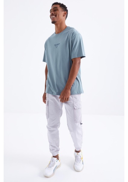 Tommy Life Mint Yeşili Sırt Baskılı O Yaka Erkek Oversize T-Shirt - 88091