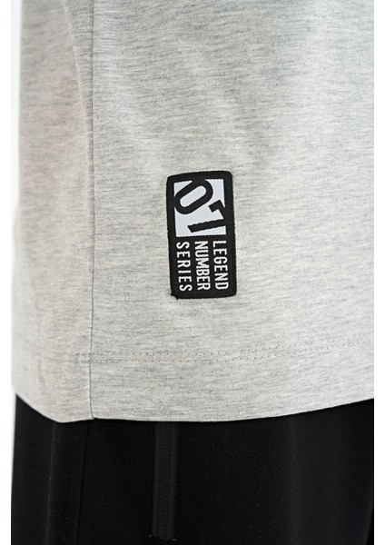 Tommy Life Gri Melanj Minimal Yazı Baskılı Standart Kalıp O Yaka Erkek Çocuk T-Shirt - 11132