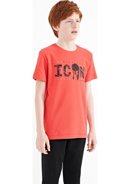 Coral Ön Yazı Nakışlı O Yaka Standart Kalıp Erkek Çocuk T-Shirt - 11118 indirimleri
