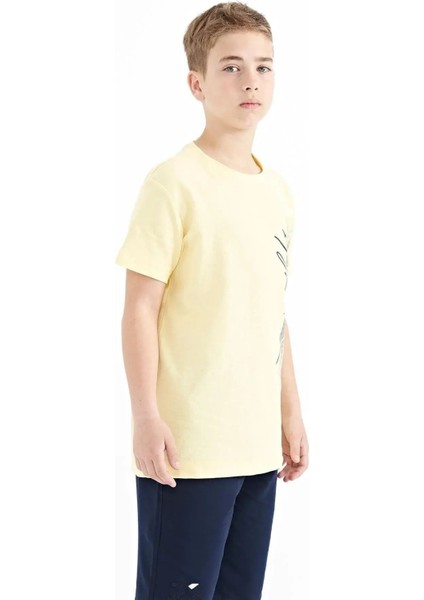Sarı Yazı Baskılı O Yaka Standart Kalıp Erkek Çocuk T-Shirt - 11119 fırsatları