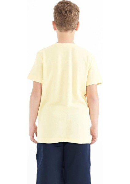 Sarı Yazı Baskılı O Yaka Standart Kalıp Erkek Çocuk T-Shirt - 11119