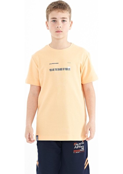 Kavun Içi Baskı Detaylı O Yaka Standart Kalıp Erkek Çocuk T-Shirt - 11117