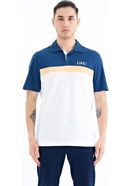 Tommy Life Beyaz Renk Geçişli Polo Yaka Standart Kalıp Erkek T-shirt - 88238