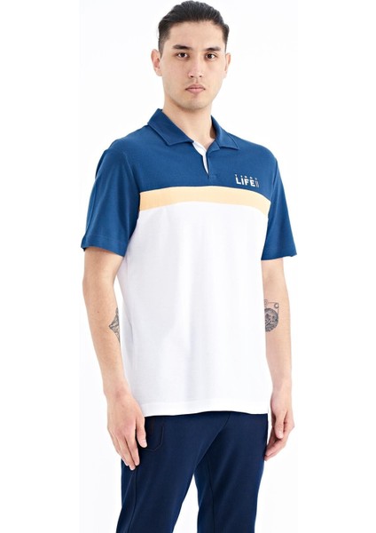 Tommy Life Beyaz Renk Geçişli Polo Yaka Standart Kalıp Erkek T-shirt - 88238