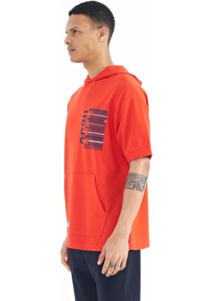 Fiesta Kapüşonlu Baskılı Kanguru Cepli Oversize Erkek T-shirt - 88196