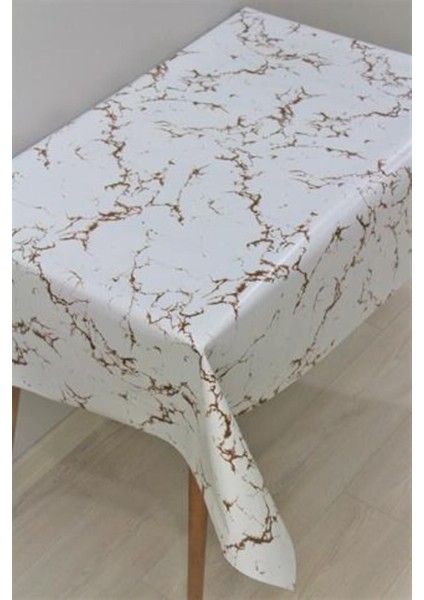 Elyaf Astarlı Silinebilir Muşamba Masa Örtüsü Modern Mermer Kahve - 1068-DDHOME-001