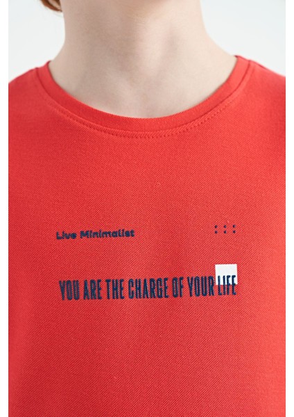Coral Baskı Detaylı O Yaka Standart Kalıp Erkek Çocuk T-Shirt - 11117 modelleri