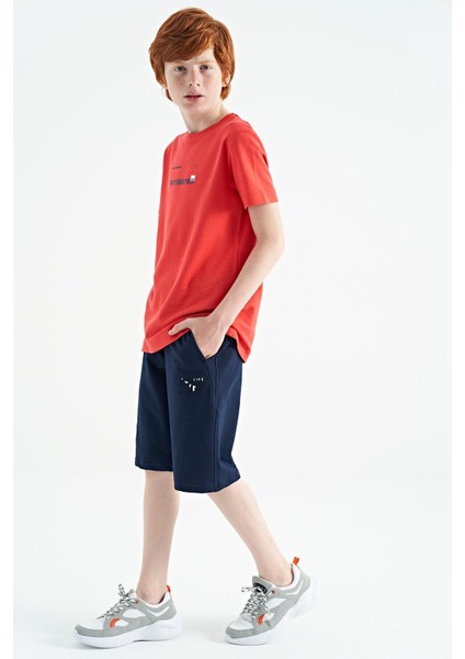 Coral Baskı Detaylı O Yaka Standart Kalıp Erkek Çocuk T-Shirt - 11117