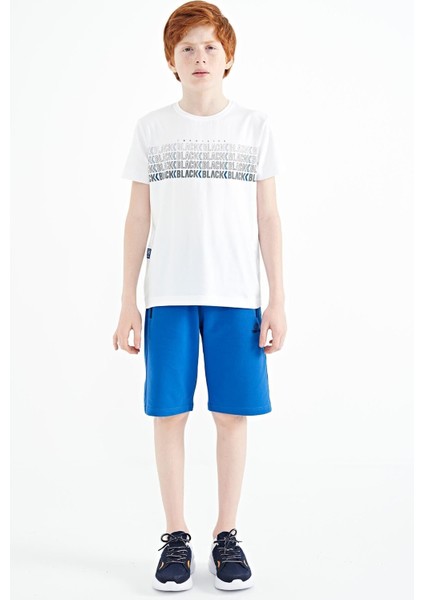 Beyaz Yazı Baskılı O Yaka Standart Kalıp Erkek Çocuk T-Shirt - 11149 fiyatları