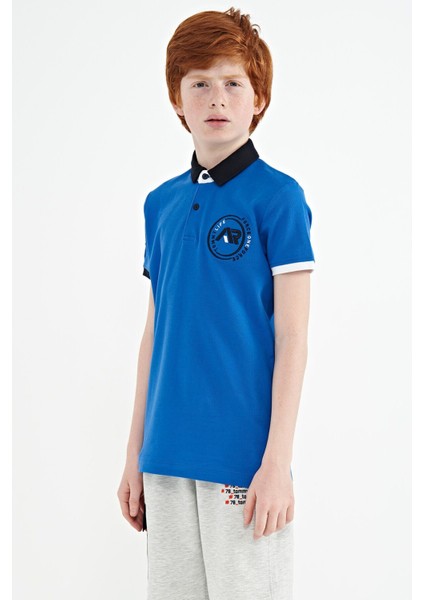 Saks Kol Ucu Renkli Logo Nakışlı Standart Kalıp Polo Yaka Erkek Çocuk T-Shirt - 11138 fırsatları