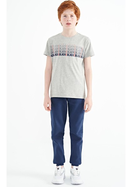 Gri Melanj Yazı Baskılı O Yaka Standart Kalıp Erkek Çocuk T-Shirt - 11149 fiyatları