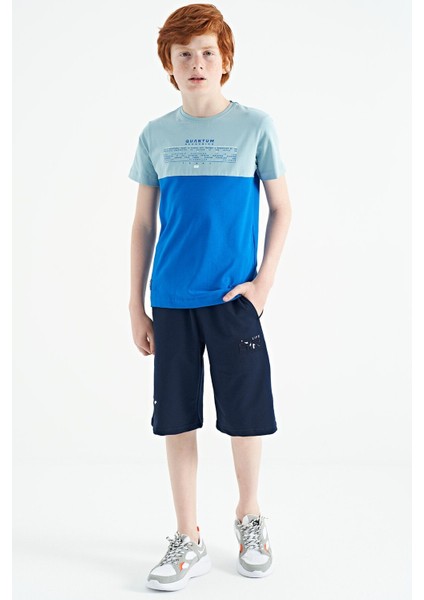 Saks Yazı Baskılı Renk Bloklu Standart Kalıp O Yaka Erkek Çocuk T-Shirt - 11134 fiyatları