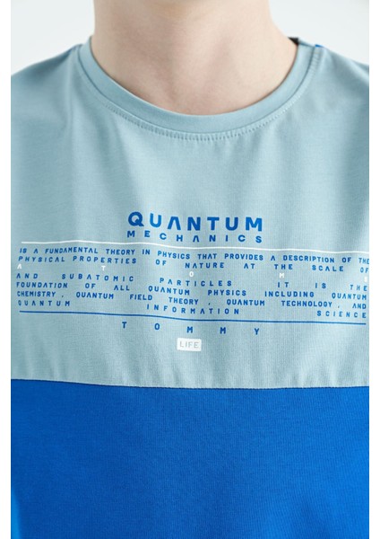Saks Yazı Baskılı Renk Bloklu Standart Kalıp O Yaka Erkek Çocuk T-Shirt - 11134 modelleri