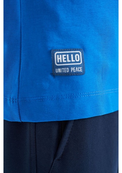 Saks Yazı Baskılı Renk Bloklu Standart Kalıp O Yaka Erkek Çocuk T-Shirt - 11134 fırsatları