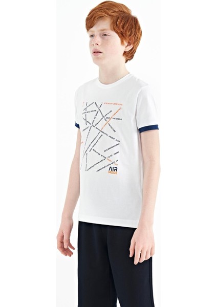Beyaz Minimal Yazı Baskılı Standart Kalıp O Yaka Erkek Çocuk T-Shirt - 11132 indirimleri