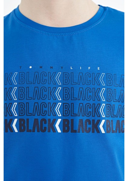Saks Yazı Baskılı O Yaka Standart Kalıp Erkek Çocuk T-Shirt - 11149 modelleri