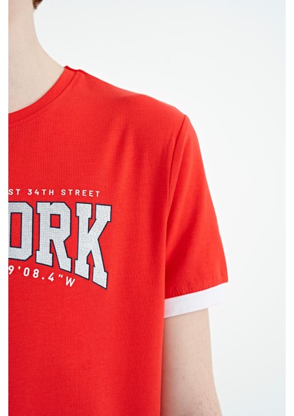 Fiesta Yazı Baskılı Standart Kalıp O Yaka Erkek Çocuk T-Shirt - 11105 fırsatları