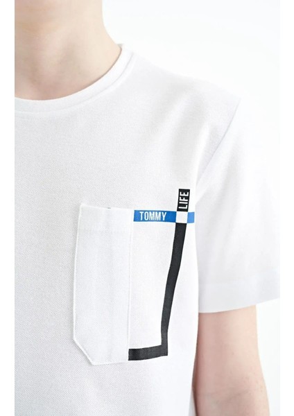 Tommy Life Beyaz Cep Detaylı O Yaka Standart Kalıp Erkek Çocuk T-Shirt - 11120 modelleri