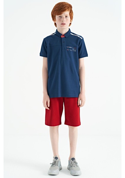 İndigo Baskı Detaylı Standart Kalıp Polo Yaka Erkek Çocuk T-Shirt - 11140 fiyatları