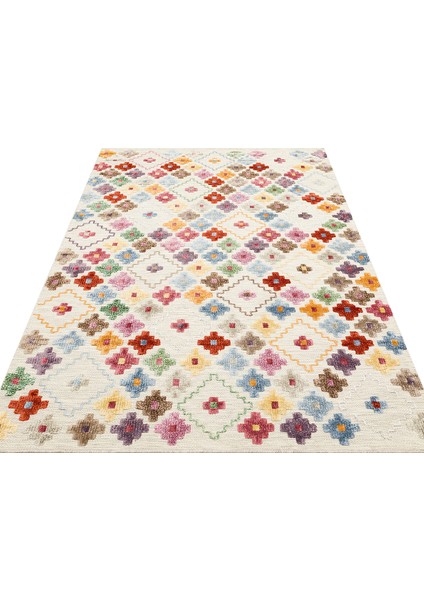 Maya Kilim Myk 03 Multy Yüksek Alçak Dokulu, Etnik Motiflere Sahip Yün Kilim