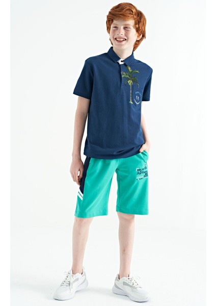 İndigo Baskılı Cep Detaylı Standart Kalıp Polo Yaka Erkek Çocuk T-Shirt - 11144 fırsatları