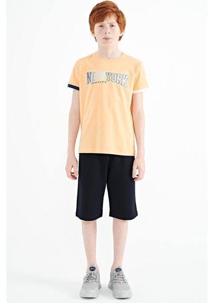Kavun Içi Yazı Baskılı Standart Kalıp O Yaka Erkek Çocuk T-Shirt - 11105 fiyatları