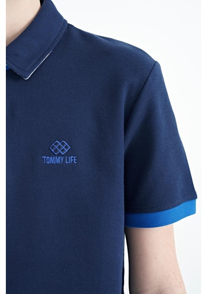 İndigo Logo Nakışlı Standart Kalıp Polo Yaka Erkek Çocuk T-Shirt - 11083