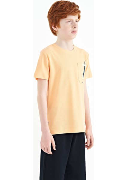 Kavun içi Cep Detaylı O Yaka Standart Kalıp Erkek Çocuk T-Shirt - 11120