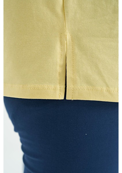 Sarı Ayıcık Baskılı O Yaka Oversize Kısa Kol Kız Çocuk T-Shirt - 75116